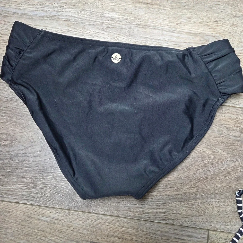 NWT Prana Tankini Swim Set Stripe 3 Piece Bikini Bottoms Ruched Drawstring XS